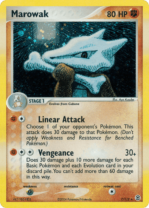 Marowak #7 from FireRed & LeafGreen - Rare Holo - Illustrated by Aya Kusube