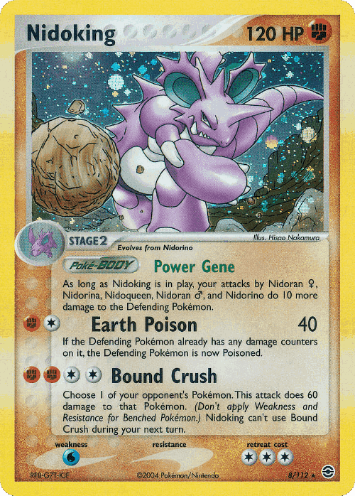 Nidoking #8 from FireRed & LeafGreen - Rare Holo - Illustrated by Hisao Nakamura