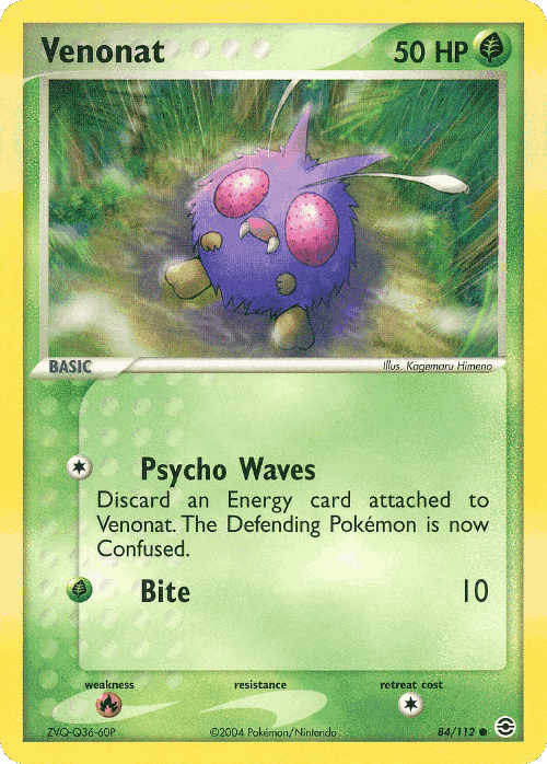 Venonat #84 from FireRed & LeafGreen - Common - Illustrated by Kagemaru Himeno