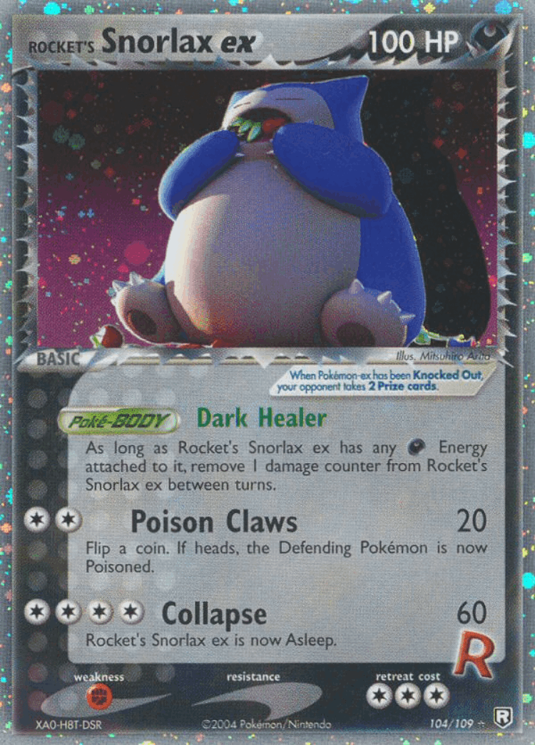 Rocket's Snorlax ex #104 from Team Rocket Returns - Rare Holo EX - Illustrated by Mitsuhiro Arita