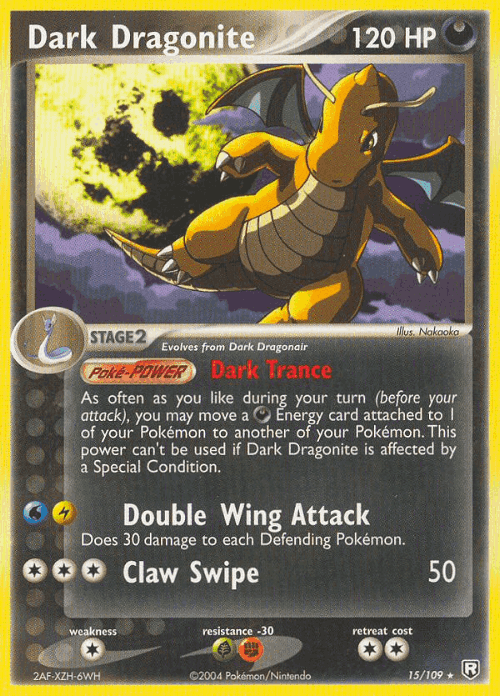 Dark Dragonite #15 from Team Rocket Returns - Rare - Illustrated by Nakaoka