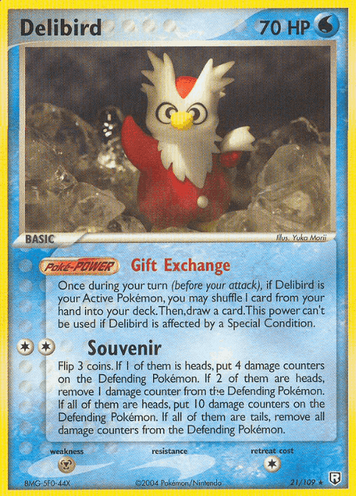Delibird #21 from Team Rocket Returns - Rare - Illustrated by Yuka Morii