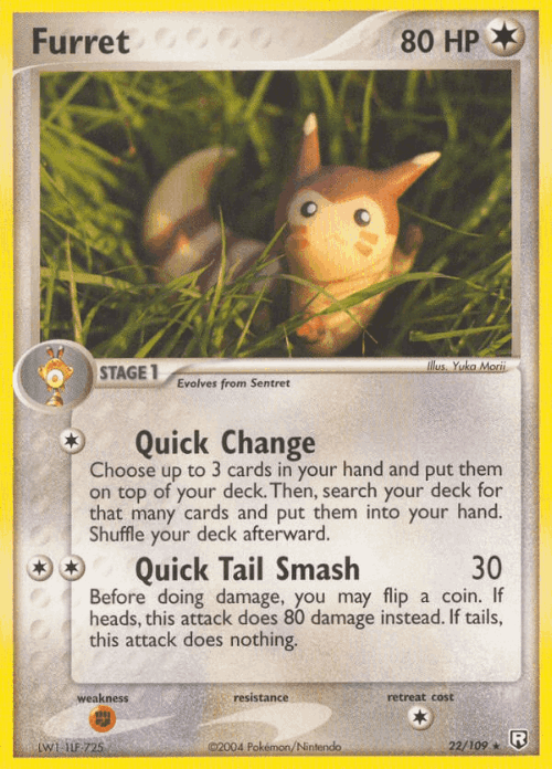Furret #22 from Team Rocket Returns - Rare - Illustrated by Yuka Morii