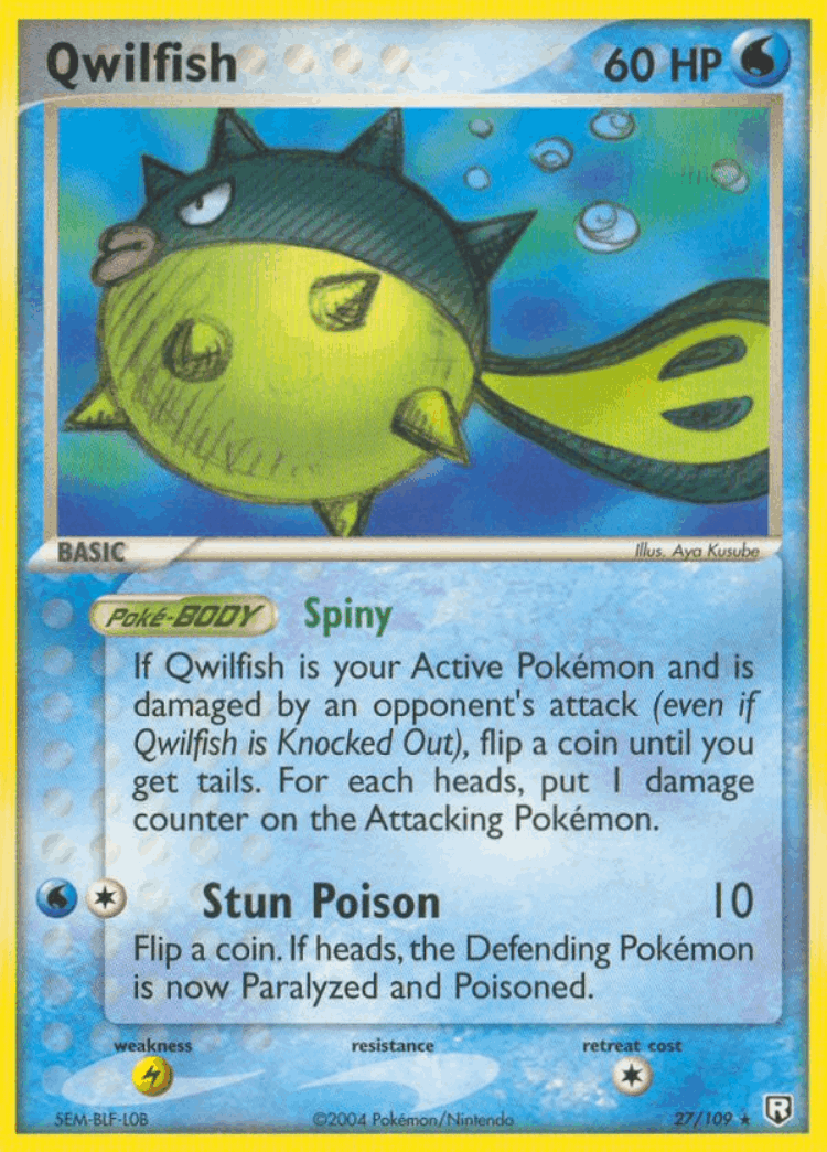 Qwilfish #27 from Team Rocket Returns - Rare - Illustrated by Aya Kusube