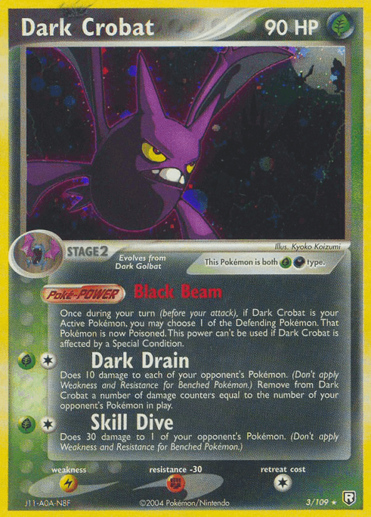 Dark Crobat #3 from Team Rocket Returns - Rare Holo - Illustrated by Kyoko Koizumi