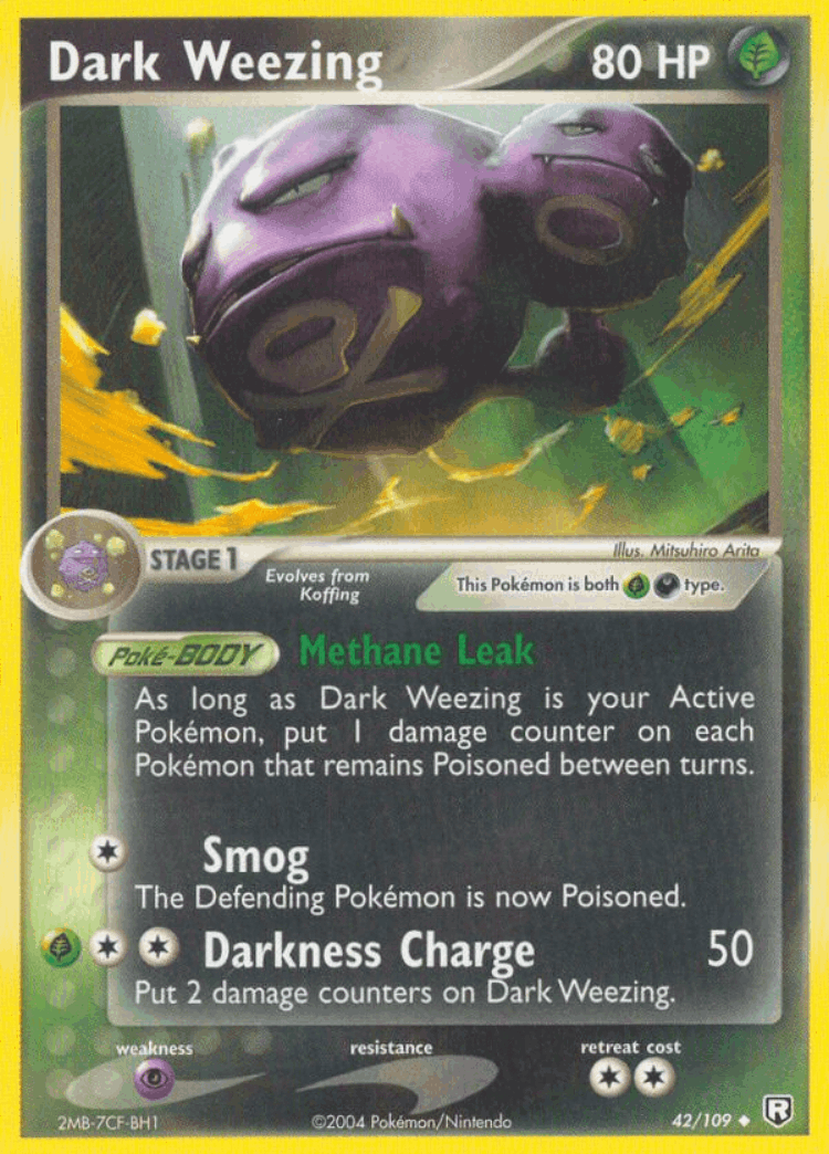 Dark Weezing #42 from Team Rocket Returns - Uncommon - Illustrated by Mitsuhiro Arita