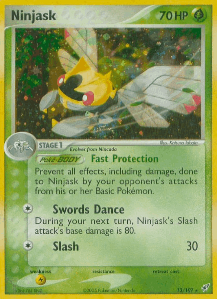 Ninjask #13 from Deoxys - Rare Holo - Illustrated by Katsura Tabata