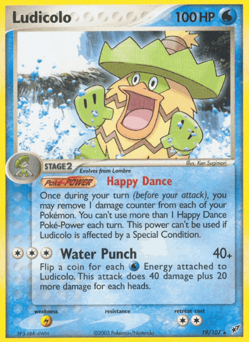 Ludicolo #19 from Deoxys - Rare - Illustrated by Ken Sugimori