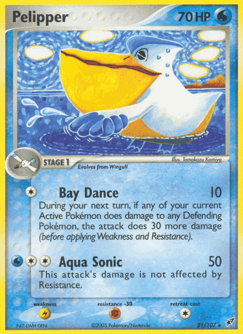Pelipper #21 from Deoxys - Rare - Illustrated by Tomokazu Komiya