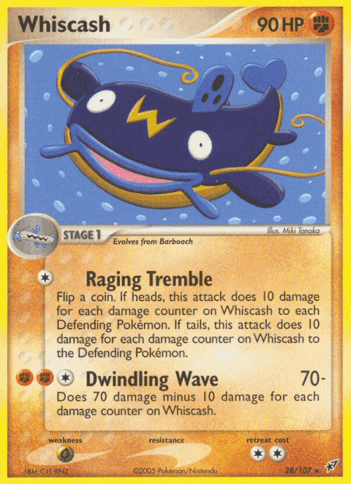 Whiscash #28 from Deoxys - Rare - Illustrated by Miki Tanaka