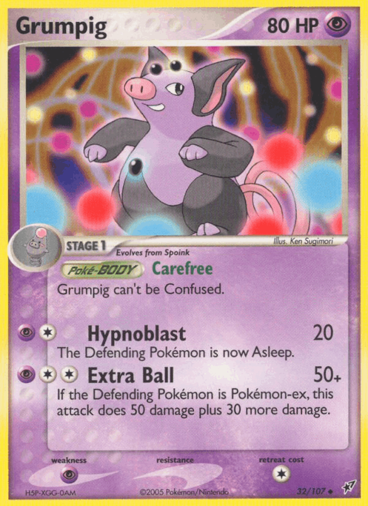 Grumpig #32 from Deoxys - Uncommon - Illustrated by Ken Sugimori