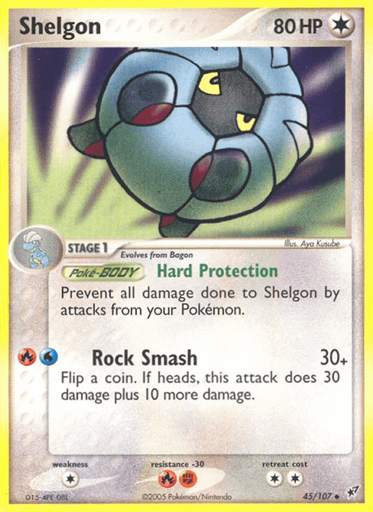 Shelgon #45 from Deoxys - Uncommon - Illustrated by Aya Kusube