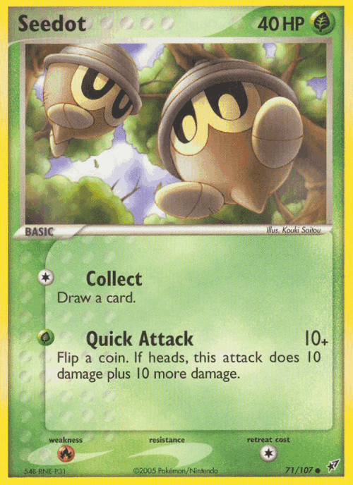 Seedot #71 from Deoxys - Common - Illustrated by Kouki Saitou