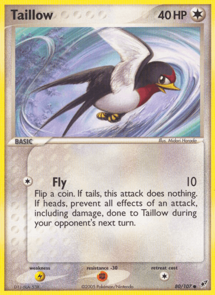 Taillow #80 from Deoxys - Common - Illustrated by Midori Harada