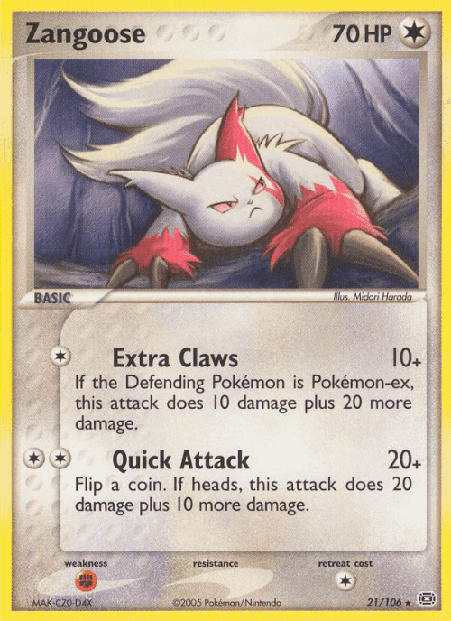 Zangoose Pokémon TCG card art