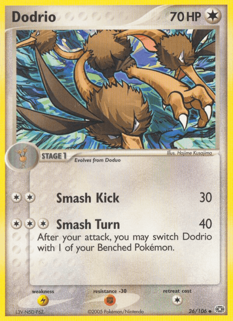 Dodrio #26 from Emerald - Uncommon - Illustrated by Hajime Kusajima