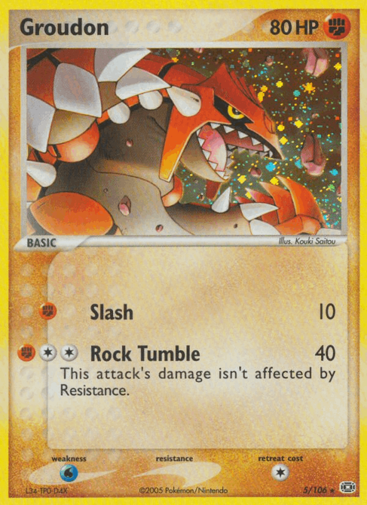 Groudon #5 from Emerald - Rare Holo - Illustrated by Kouki Saitou