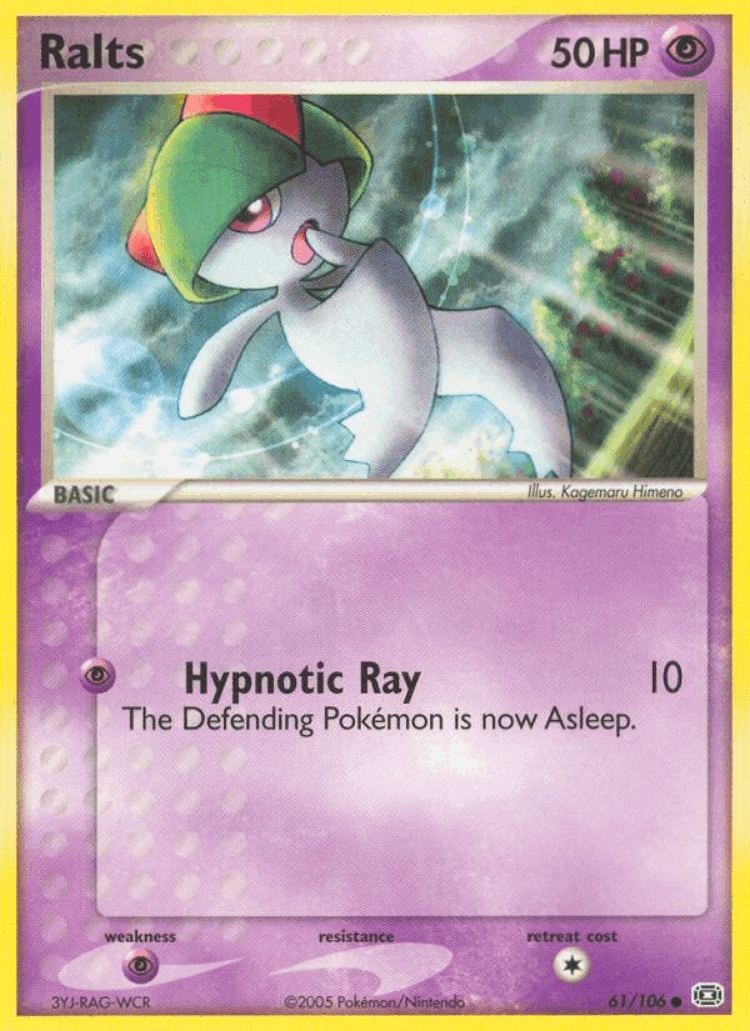 Ralts #61 from Emerald - Common - Illustrated by Kagemaru Himeno