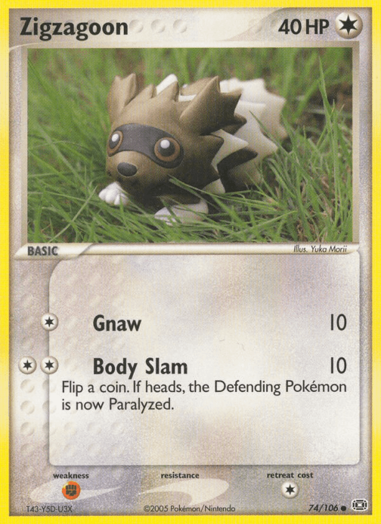 Zigzagoon #74 from Emerald - Common - Illustrated by Yuka Morii