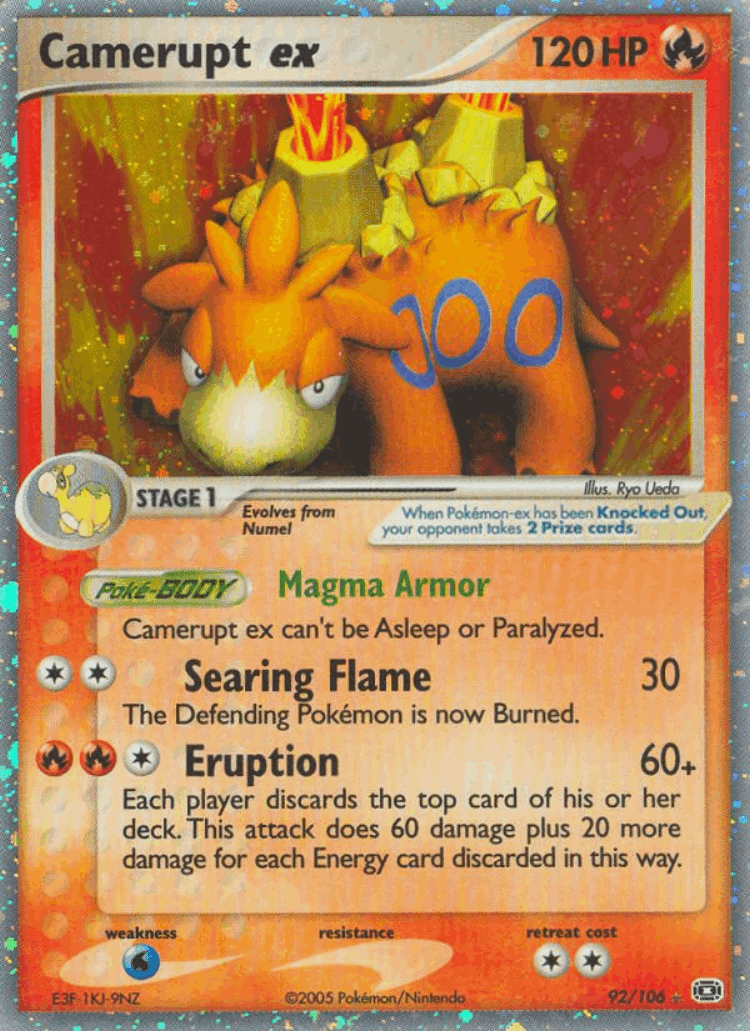 Camerupt ex #92 from Emerald - Rare Holo EX - Illustrated by Ryo Ueda