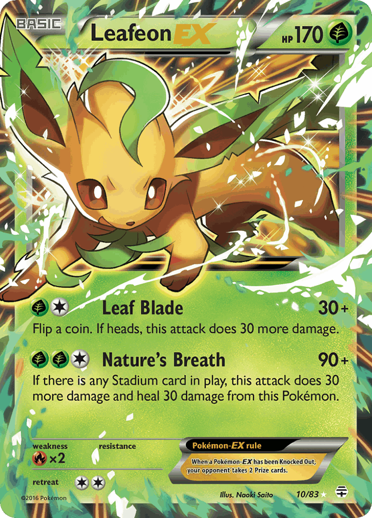 Leafeon-EX #10 from Generations - Rare Holo EX - Illustrated by Naoki Saito