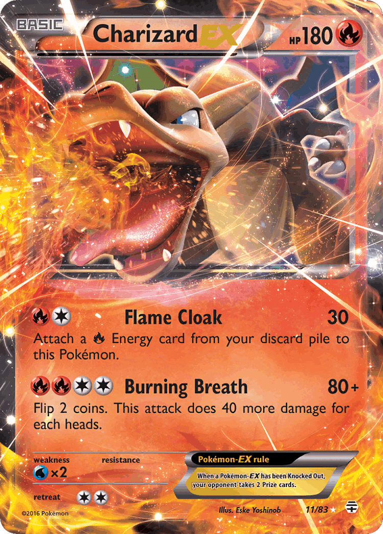 Charizard-EX #11 from Generations - Rare Holo EX - Illustrated by Eske Yoshinob