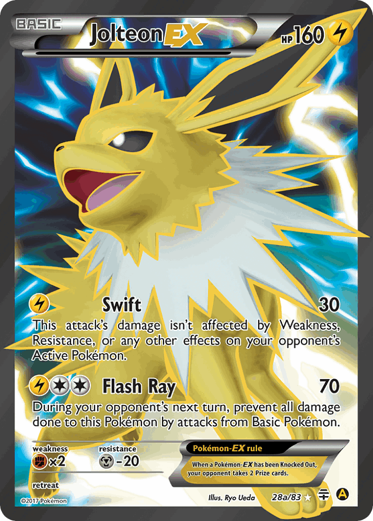 Jolteon-EX #28 from Generations - Rare Ultra - Illustrated by Ryo Ueda