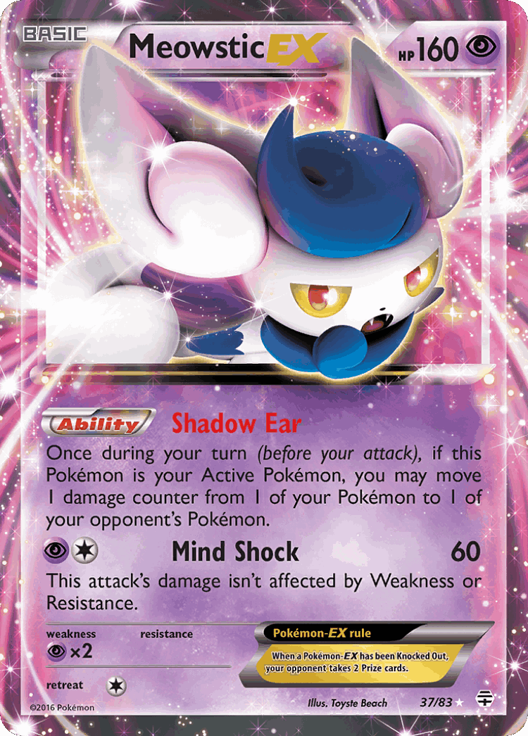 Meowstic-EX #37 from Generations - Rare Holo EX - Illustrated by Toyste Beach
