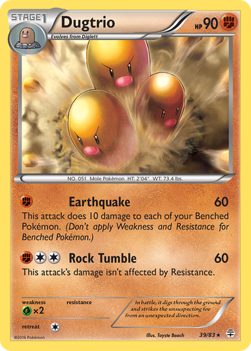 Dugtrio #39 from Generations - Rare - Illustrated by Toyste Beach