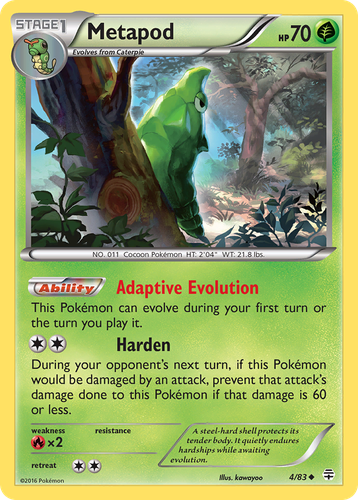Metapod #4 from Generations - Uncommon - Illustrated by kawayoo