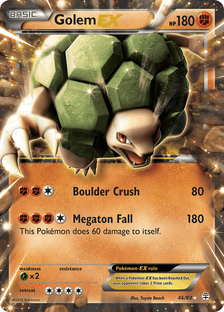 Golem-EX #46 from Generations - Rare Holo EX - Illustrated by Toyste Beach