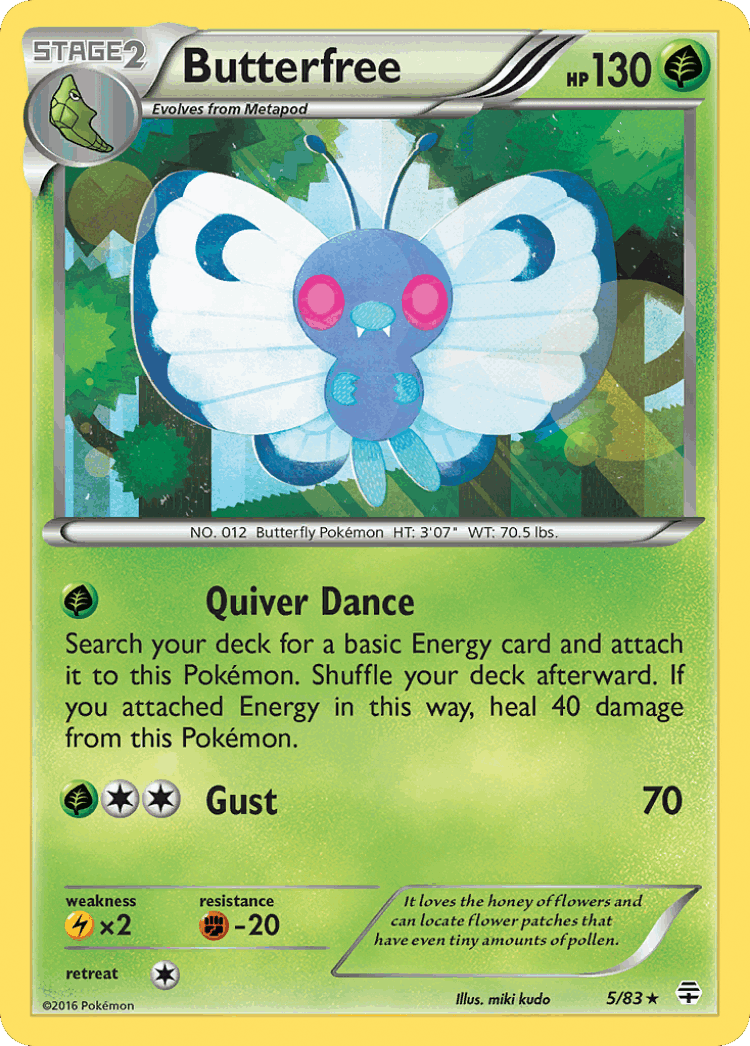 Butterfree #5 from Generations - Rare Holo - Illustrated by miki kudo