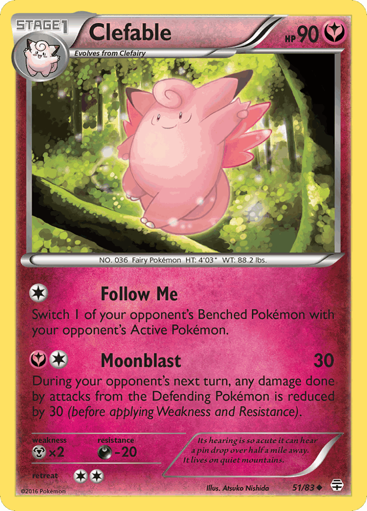 Clefable #51 from Generations - Uncommon - Illustrated by Atsuko Nishida