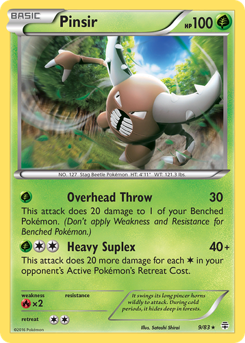 Pinsir #9 from Generations - Rare - Illustrated by Satoshi Shirai
