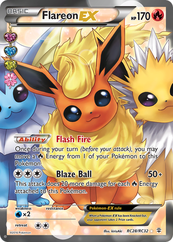 Flareon-EX #28 from Generations - Rare Ultra - Illustrated by kirisAki