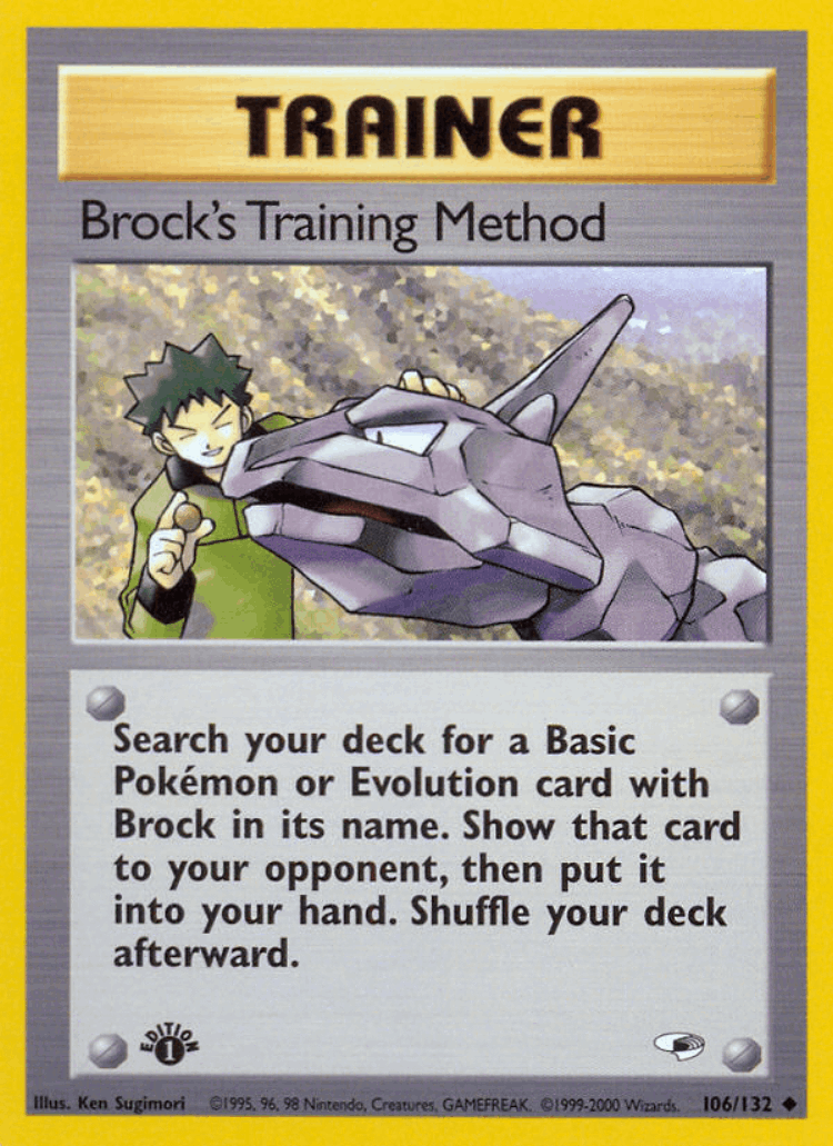 Brock's Training Method #106 from Gym Heroes - Uncommon - Illustrated by Ken Sugimori