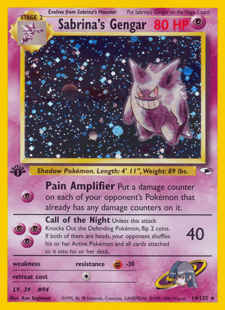 Sabrina's Gengar #14 from Gym Heroes - Rare Holo - Illustrated by Ken Sugimori