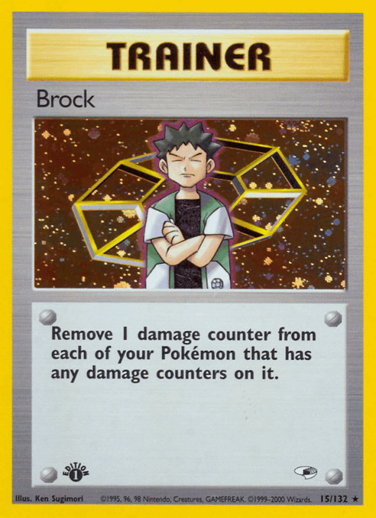 Brock #15 from Gym Heroes - Rare Holo - Illustrated by Ken Sugimori