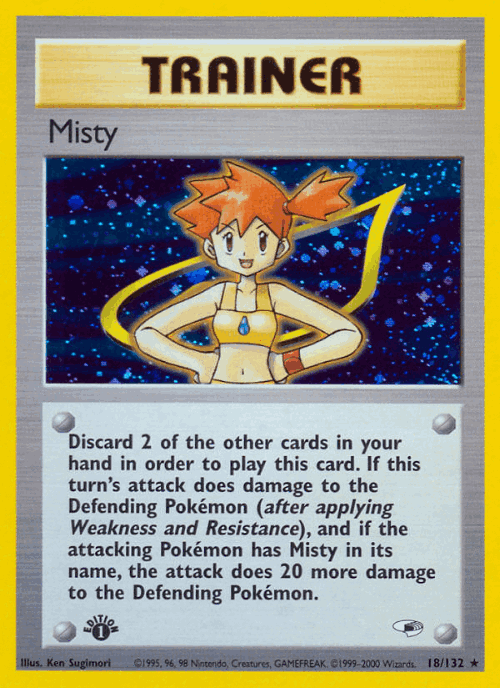 Misty #18 from Gym Heroes - Rare Holo - Illustrated by Ken Sugimori