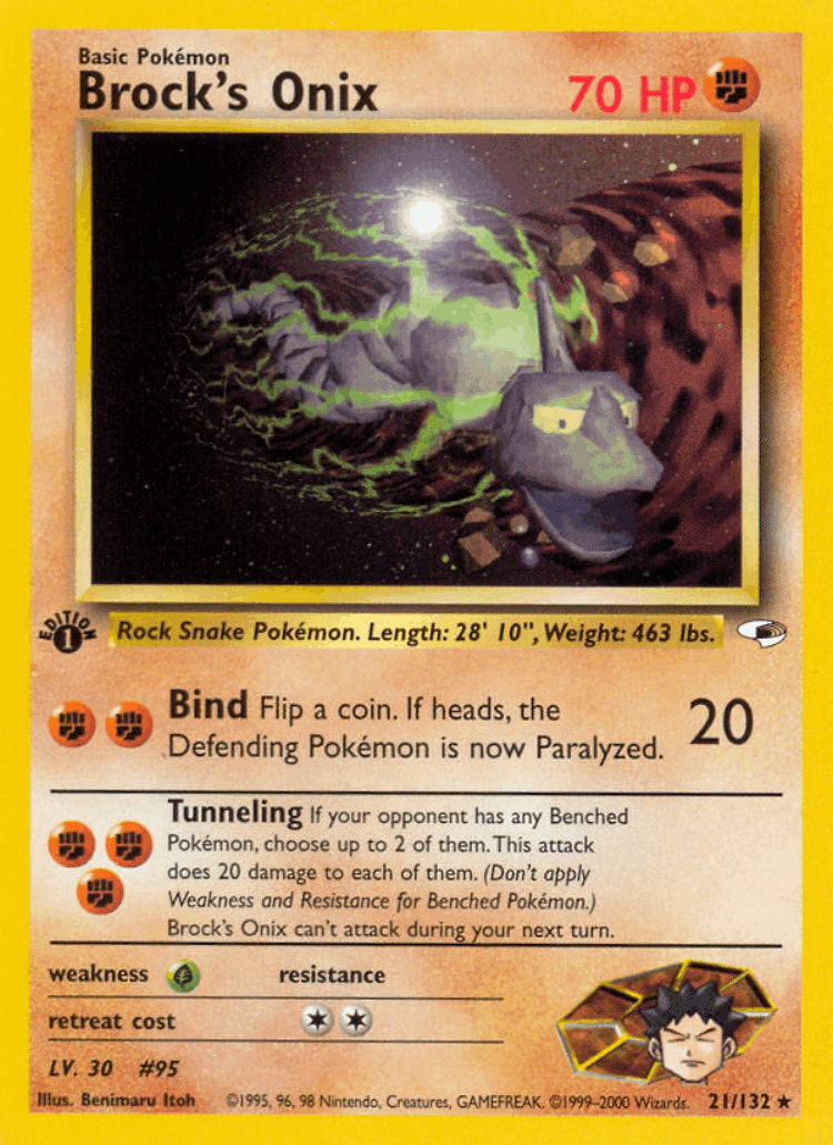 Brock's Onix #21 from Gym Heroes - Rare - Illustrated by Benimaru Itoh