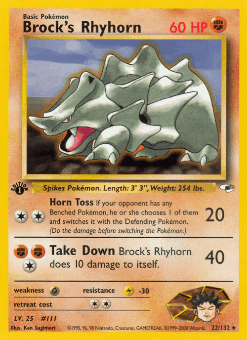 Brock's Rhyhorn Pokémon TCG card art