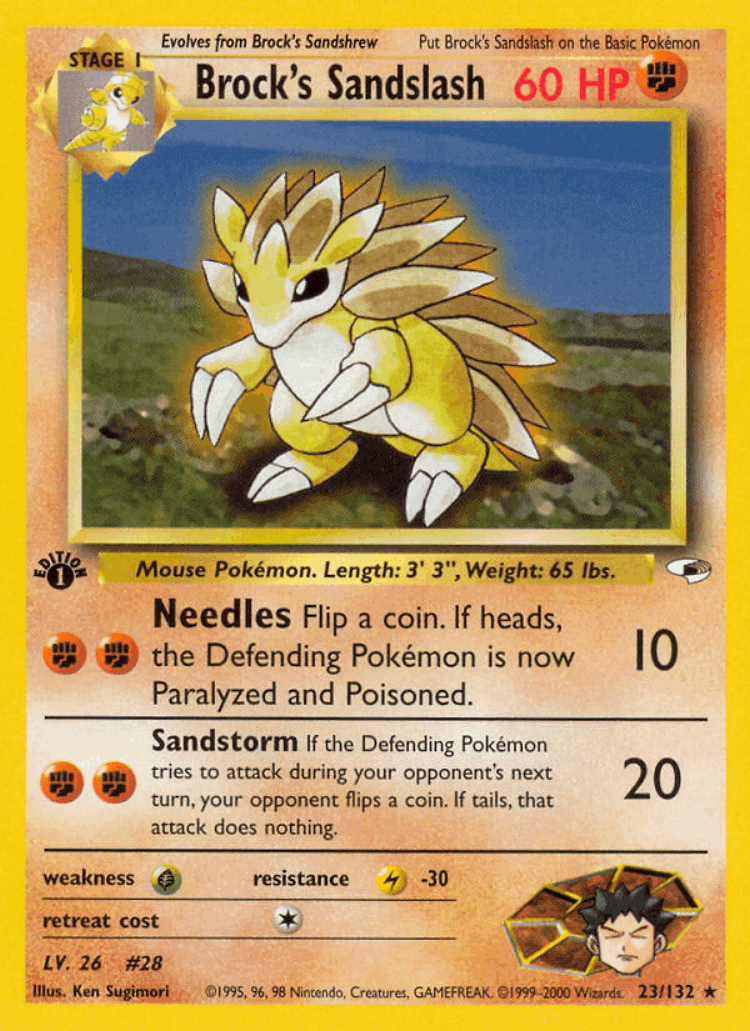Brock's Sandslash #23 from Gym Heroes - Rare - Illustrated by Ken Sugimori
