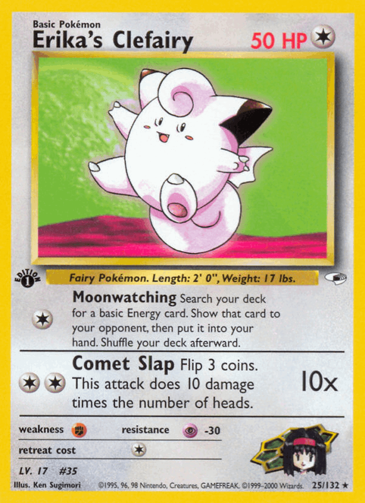 Erika's Clefairy #25 from Gym Heroes - Rare - Illustrated by Ken Sugimori