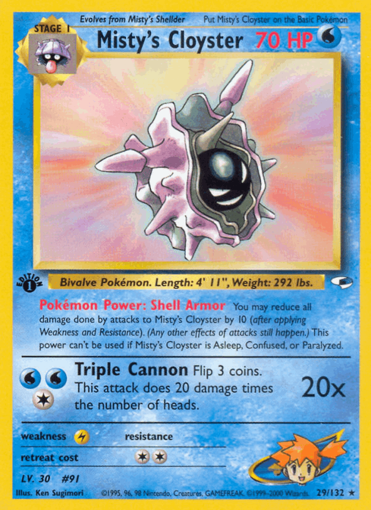 Misty's Cloyster #29 from Gym Heroes - Rare - Illustrated by Ken Sugimori