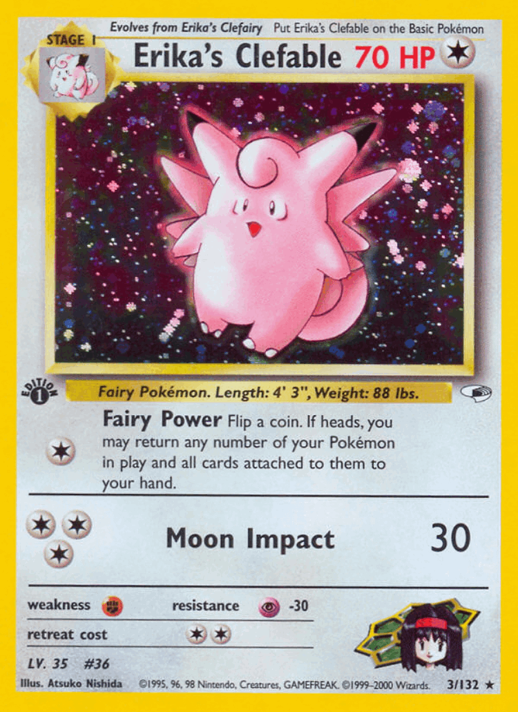 Erika's Clefable #3 from Gym Heroes - Rare Holo - Illustrated by Atsuko Nishida