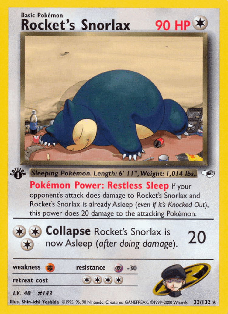 Rocket's Snorlax #33 from Gym Heroes - Rare - Illustrated by Shin-ichi Yoshida