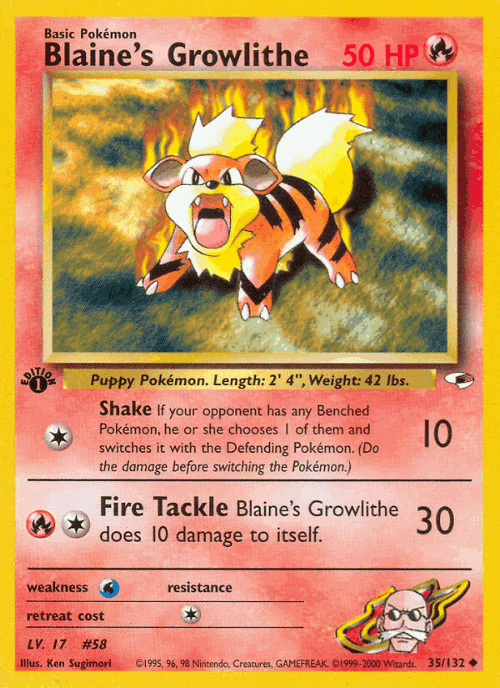 Blaine's Growlithe 35, Gym Heroes