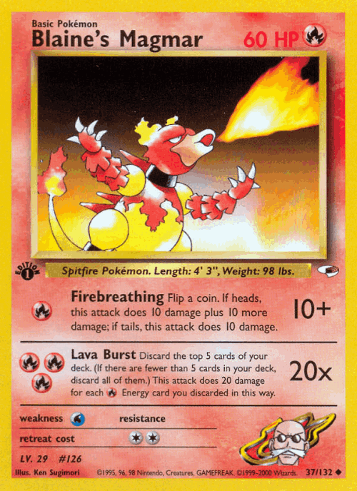 Blaine's Magmar #37 from Gym Heroes - Uncommon - Illustrated by Ken Sugimori