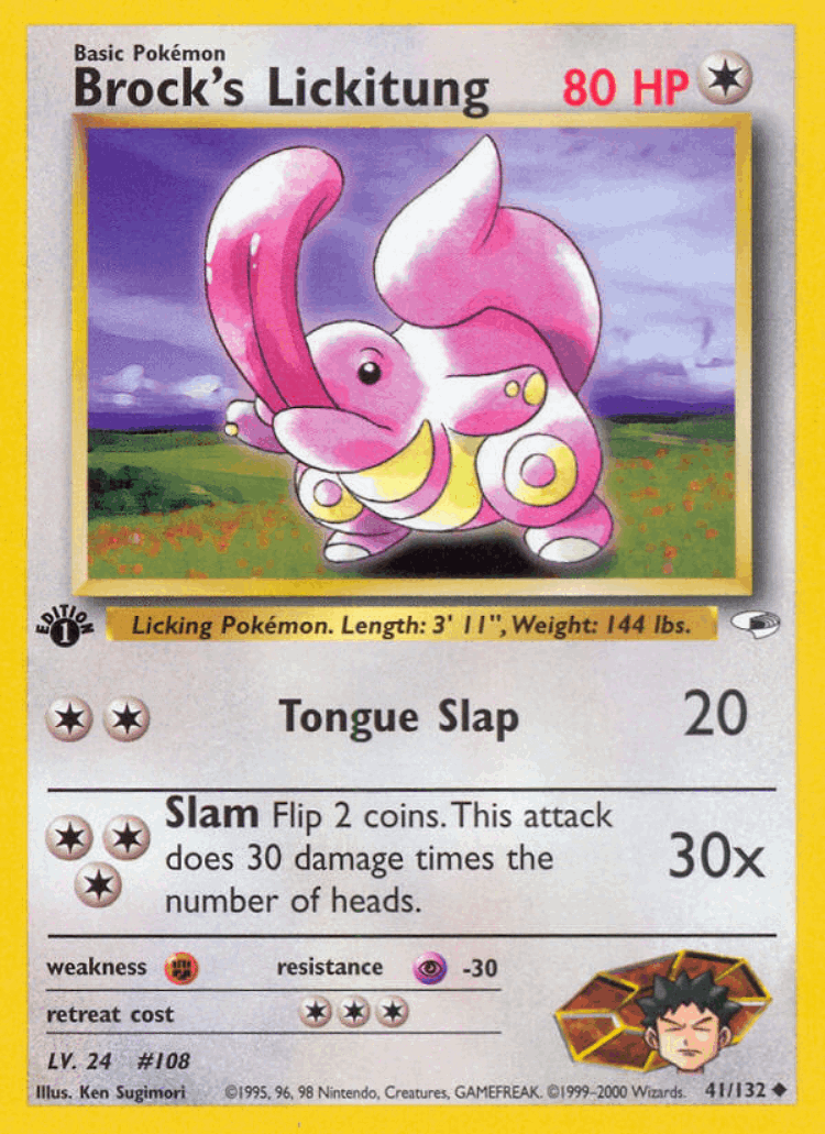Brock's Lickitung #41 from Gym Heroes - Uncommon - Illustrated by Ken Sugimori