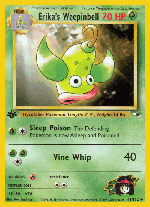 Erika's Weepinbell #49 from Gym Heroes - Uncommon - Illustrated by Ken Sugimori